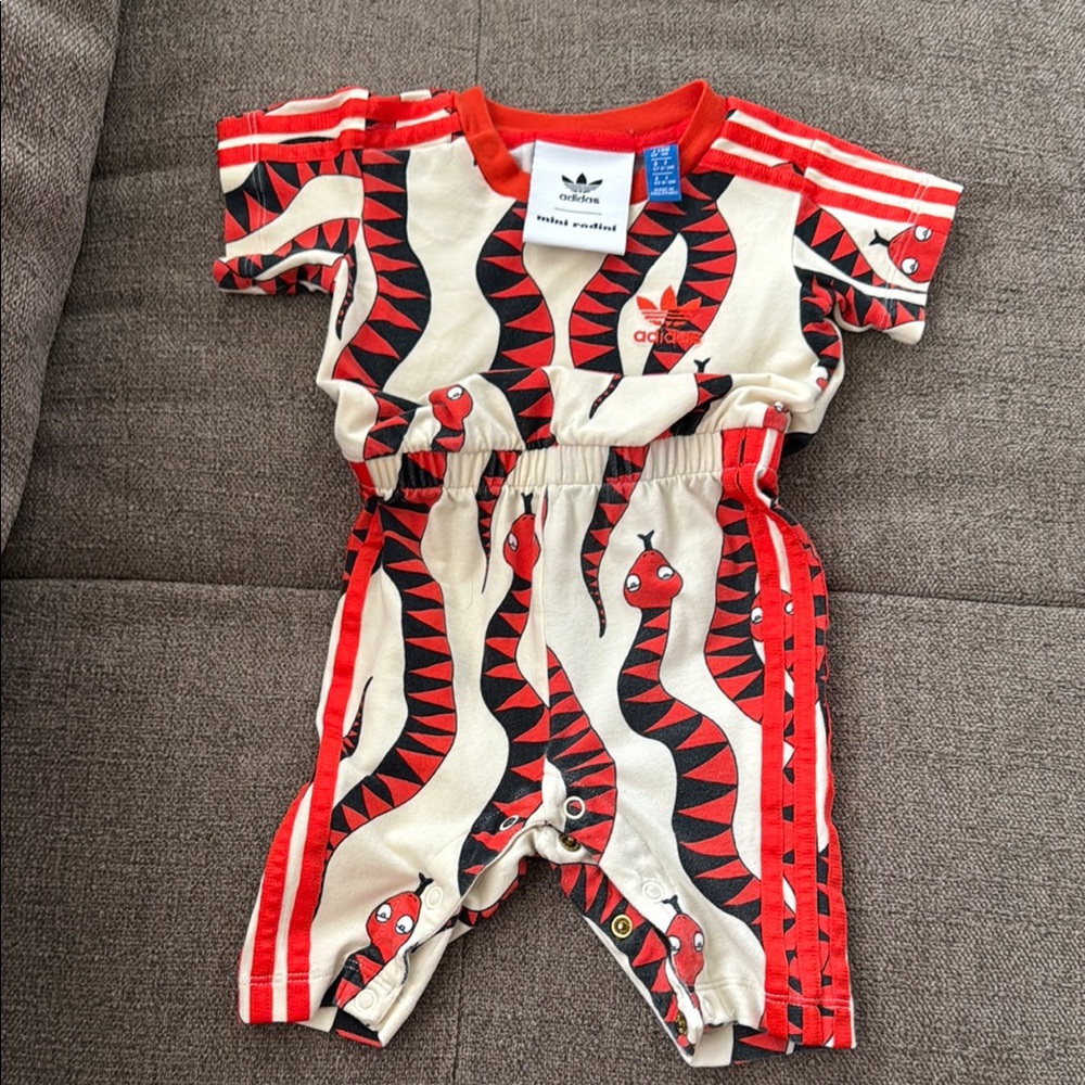 Adidas Kids Bodysuit - Red and Cream Snakes